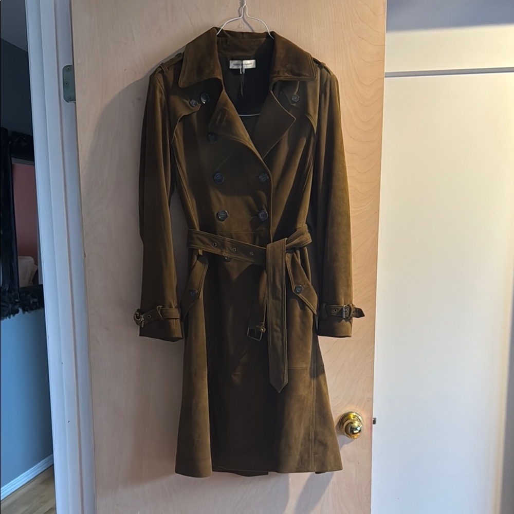 Rebecca Minkoff Dark Olive Green Double-Breasted Trench Coat